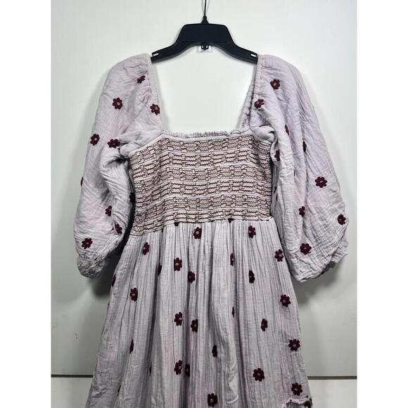 Free People Dahlia Embroidered Dress Frosted Lavender Combo Sz Small Rare - Picture 6 of 9